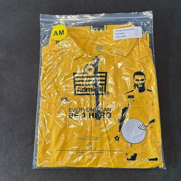 Admiral Mens Gold Authentic Referee Jersey Short Sleeve Front 1/2 Zip Size M NEW - Picture 11 of 14